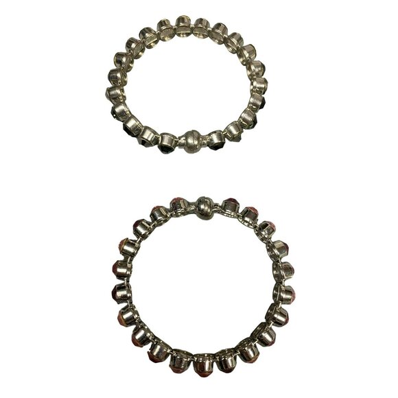 Vintage Rhinestone Bangle Bracelets Multi-Tone Pink Crystal and Black/Gray Cryst - Picture 4 of 5